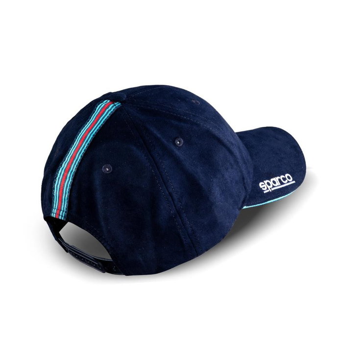 Sparco Gorra Martini Racing S01341MRBM Azul Efecto Gamuza con Bordado 3D y Cinta de Rayas Talla Única