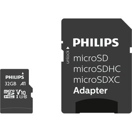 Philips Tarjeta MicroSDHC de 32GB Clase 10 UHS-I U1 con adaptador