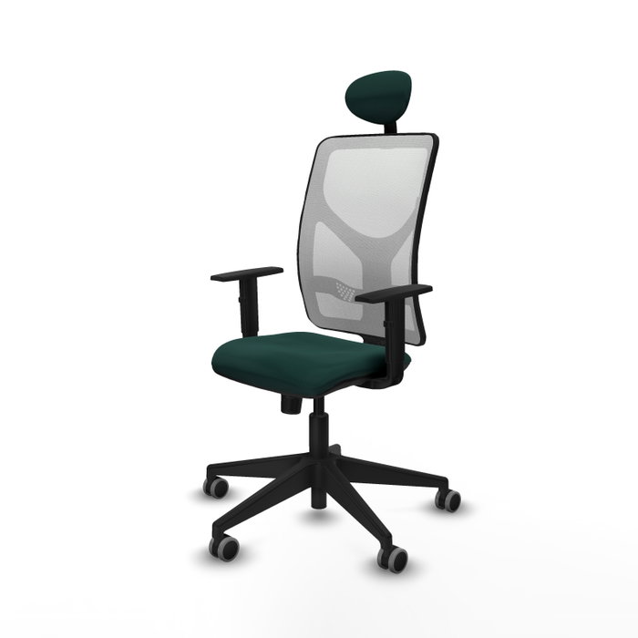 PIQUERAS Y CRESPO Silla de oficina Motilla con mecanismo Sincro, Verde botella y Blanco