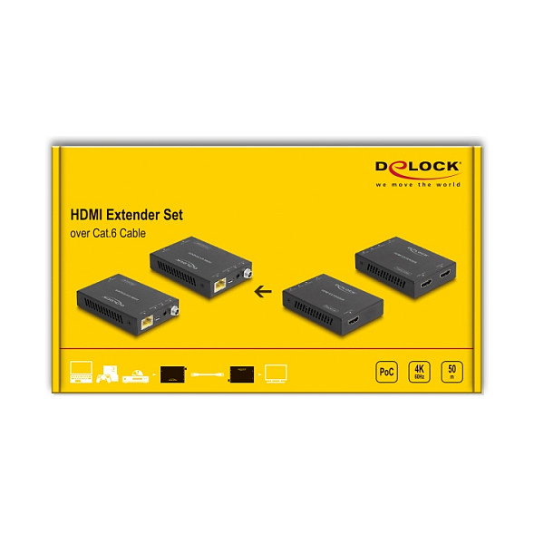 DeLOCK 65955 Extensor de señales AV HDMI 4K 60 Hz 70m Cat6/Cat6a