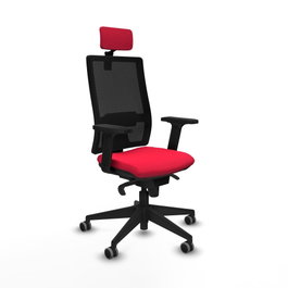 PIQUERAS Y CRESPO Silla de oficina Horna con mecanismo Sincro, Rojo y Negro