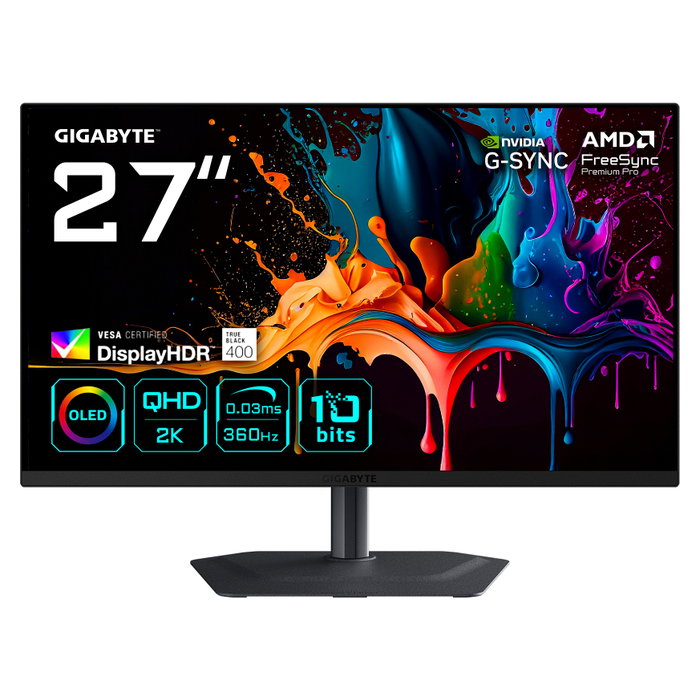 Gigabyte MO27Q3 Monitor Gaming QD-OLED 27 pulgadas QHD 360Hz Gigabyte MO27Q3 Monitor Gaming QD-OLED 27 pulgadas QHD 360Hz