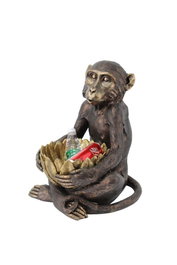 DKD Home Decor Figura de Mono en Resina Marrón y Dorado