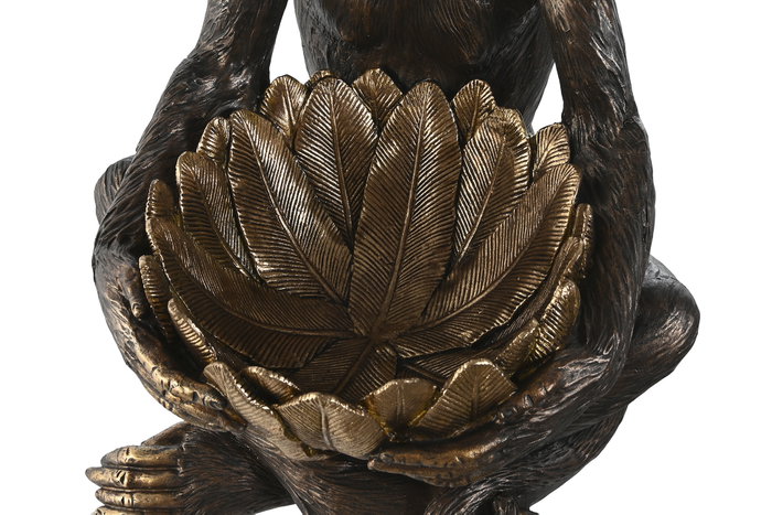 DKD Home Decor Figura de Mono en Resina Marrón y Dorado