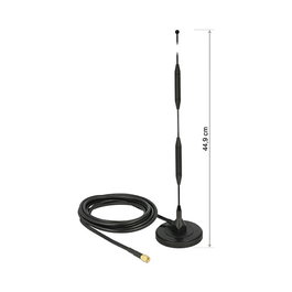 DeLOCK Antena LTE Omnidireccional 5 dBi con Conector SMA y Cable RG-58 de 3 m, Negro