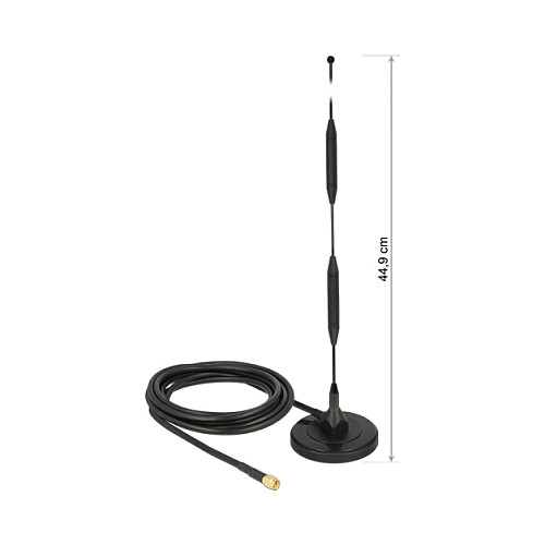 DeLOCK Antena LTE Omnidireccional 5 dBi con Conector SMA y Cable RG-58 de 3 m, Negro DeLOCK Antena LTE Omnidireccional 5 dBi con Conector SMA y Cable RG-58 de 3 m, Negro