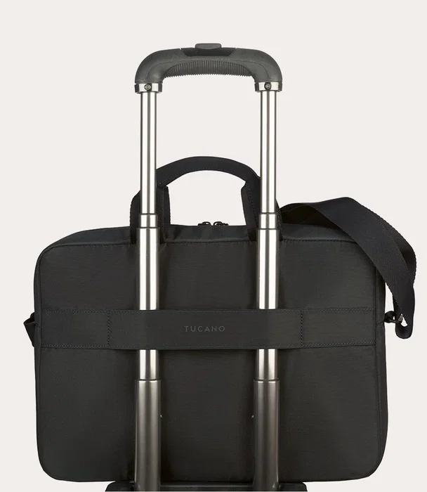 Tucano Global Maletín Portátil para Portátil 15.6" (16") Compatible con MacBook Pro 2019-2023 Negro con Tirante, Bolsillos para Documentos y Tableta