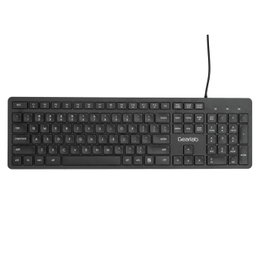 eSTUFF Teclado con cable USB de perfil bajo G220 - Layout USA/Internacional, teclas silenciosas, tamaño completo