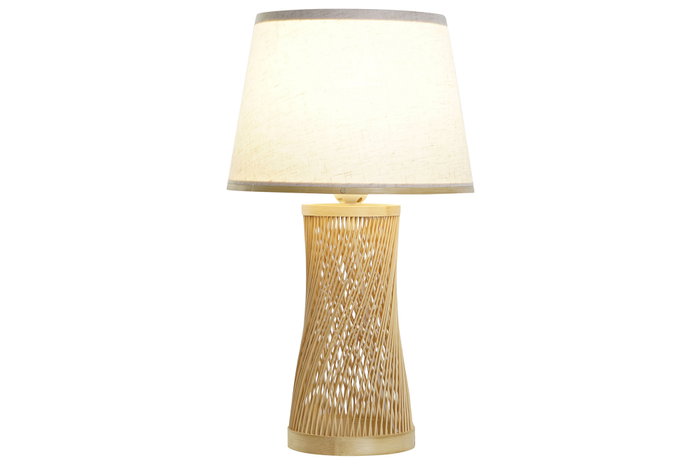 DKD Home Decor Lámpara de Sobremesa Bambú y Poliéster Crudo/Natural DKD Home Decor Lámpara de Sobremesa Bambú y Poliéster Crudo/Natural