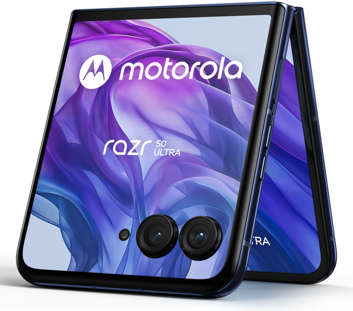 Motorola RAZR 50 Ultra Smartphone Plegable 6.9" OLED 165Hz, Snapdragon 8s Gen 3, 12GB RAM, 512GB, Cámara 50MP, 4000mAh, 5G, Android 14, Azul