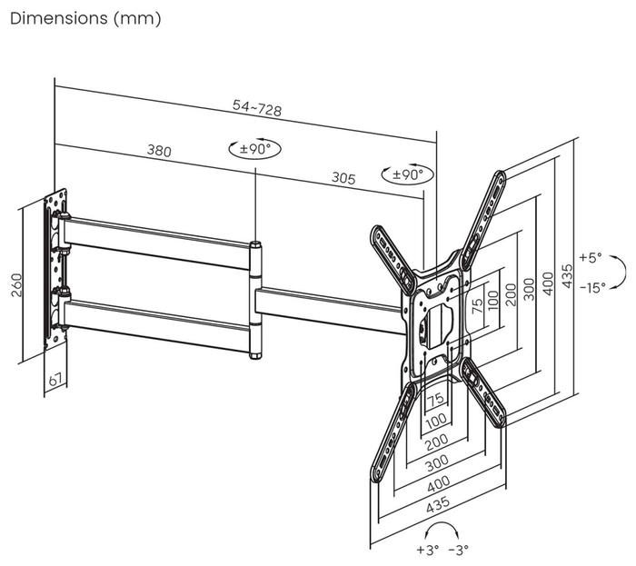 Aisens Soporte de Pared WT65TSLE-383 para Monitor y TV de 23-65 pulgadas
