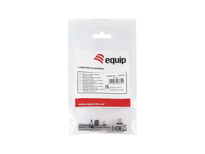 Equip Adaptador USB 4.0 de C a C 40Gbps 240W PD, Cambiador de Género USB-C Macho/Hembra, 3er Pack, Color Negro y Gris Equip Adaptador USB 4.0 de C a C 40Gbps 240W PD, Cambiador de Género USB-C Macho/Hembra, 3er Pack, Color Negro y Gris