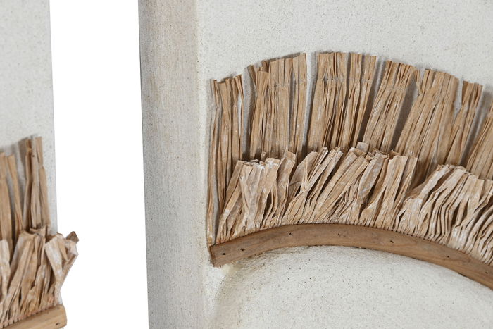 DKD Home Decor Decoracion Pared Scandi Blanco Natural 6 x 120 x 120 cm Set de 2