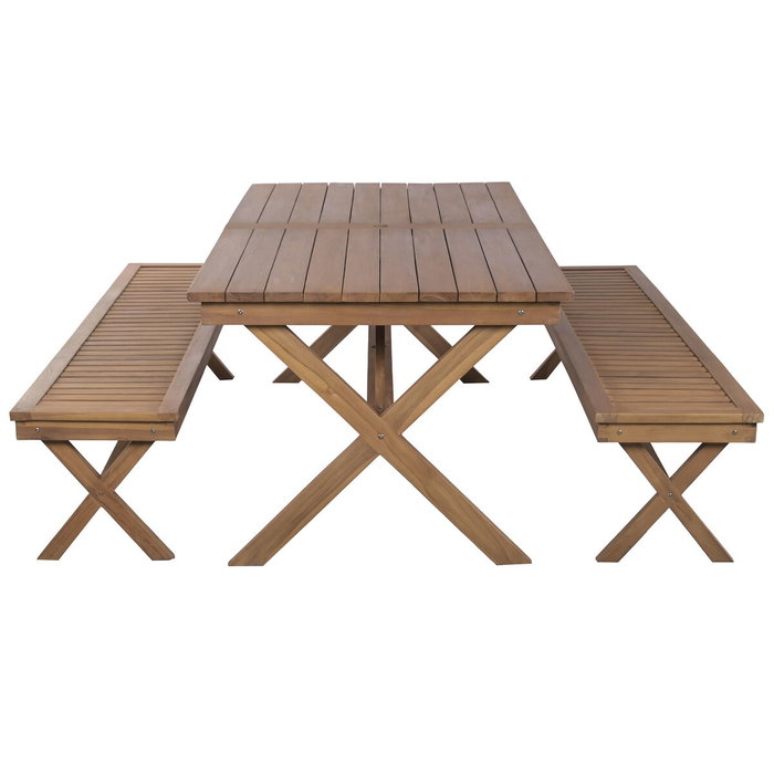 DKD Home Decor Mesa Set 3 Teca 200x100x78 Marrón DKD Home Decor Mesa Set 3 Teca 200x100x78 Marrón