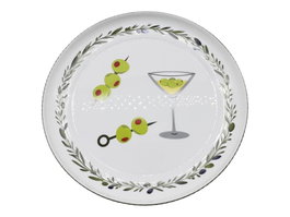 DKD Home Decor Plato Llano de Vidrio Opal Olivas Verde