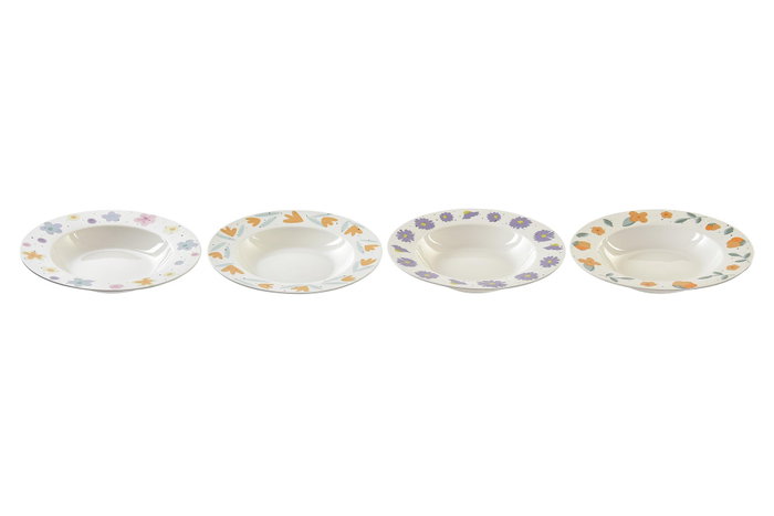 DKD Home Decor Platos de Porcelana Flores Shengda Surtido de 4 Modelos