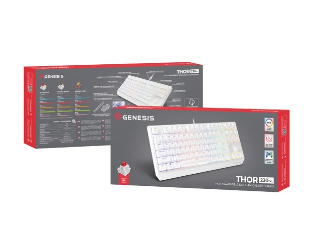 Genesis Thor 230 Teclado Mecánico Gaming TKL RGB Blanco