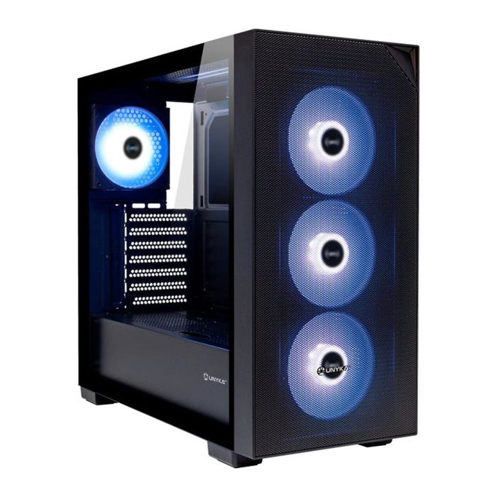 Unykach Revelat Mesh - Caja PC Gaming Midi-Tower ATX, Panel Frontal Mesh, 4 Ventiladores ARGB 120mm Preinstalados, Panel Lateral de Cristal Templado, USB 3.2 Type-C, Negro Unykach Revelat Mesh - Caja PC Gaming Midi-Tower ATX, Panel Frontal Mesh, 4 Ventiladores ARGB 120mm Preinstalados, Panel Lateral de Cristal Templado, USB 3.2 Type-C, Negro