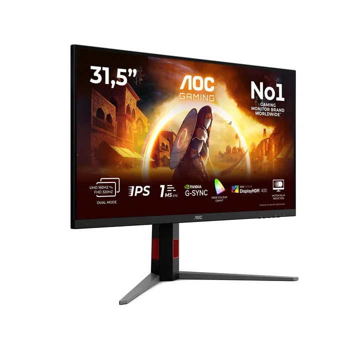 AOC U32G4U Monitor Gaming 4K Fast IPS 31,5 pulgadas 160Hz/320Hz Dual-Frame Negro y Rojo