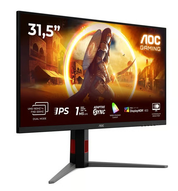 AOC U32G4U Monitor Gaming 31.5'' 4K Fast IPS 160Hz Negro y Rojo