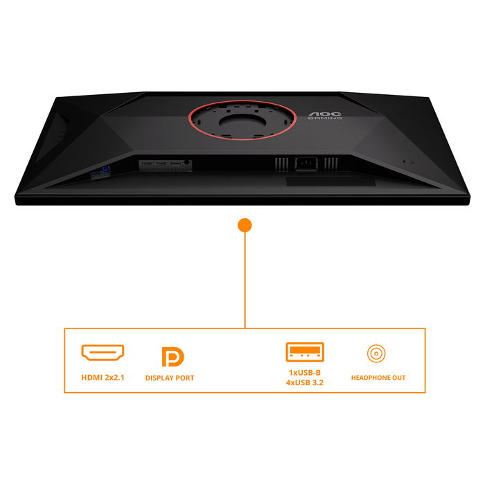 AOC U32G4U Monitor Gaming 80 cm (31.5") 4K UHD 3840x2160 Fast IPS 320Hz 1ms GTG HDR400 HDMI 2.1 DisplayPort 1.4 USB Negro y Rojo