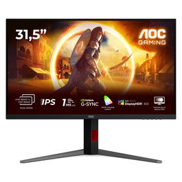 AOC U32G4U Monitor Gaming 80 cm (31.5") 4K UHD 3840x2160 Fast IPS 320Hz 1ms GTG HDR400 HDMI 2.1 DisplayPort 1.4 USB Negro y Rojo