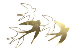 DKD Home Decor Decoración de Pared Metal Golondrinas Dorado 52x14x37 cm