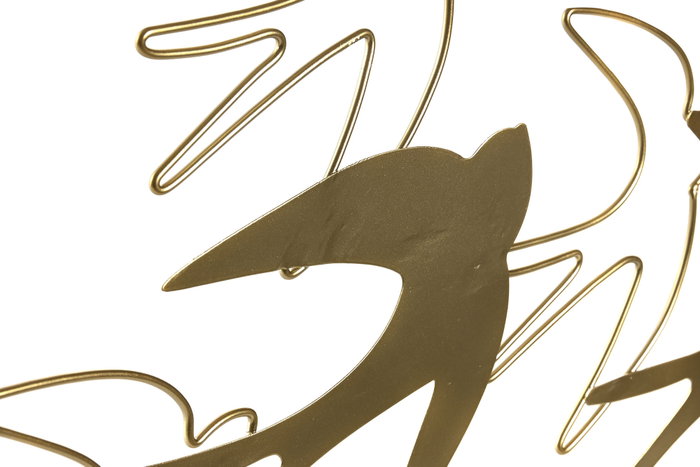 DKD Home Decor Decoración de Pared Metal Golondrinas Dorado 52x14x37 cm