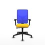 PIQUERAS Y CRESPO Silla de oficina Motilla con mecanismo Sincro/Traslack, Amarillo y Azul