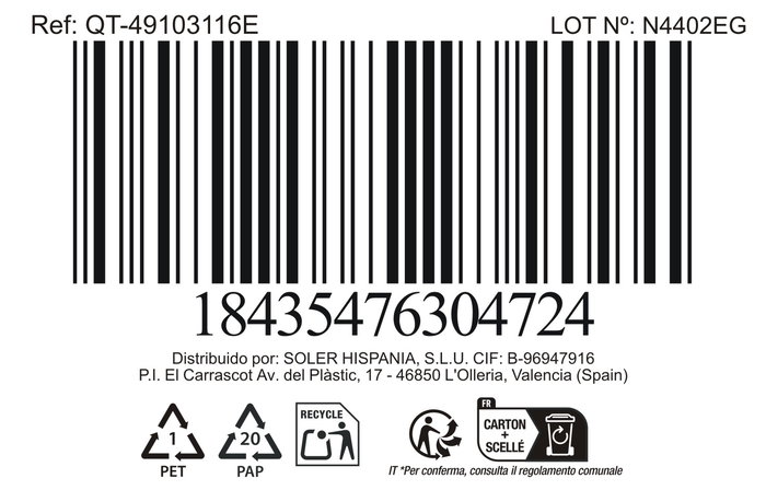 Inde Cazo 16 cm (1.8L) Acero Inoxidable con Tapa "Hermes" Qt (8 Unidades)