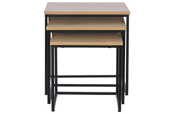 DKD Home Decor Set de 3 Mesitas Auxiliares Metal y MDF Natural/Negro