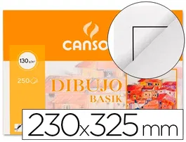 Canson Papel Dibujo Basik 23x32.5 cm 130 gr con Recuadro Blanco Natural Ligeramente Satinado