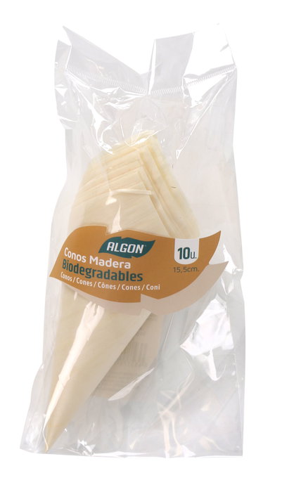 Algon Set de 10 Conos de Madera Natural para Decoración o Artesanía, 15.5 cm de Alto (24 Unidades)