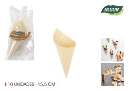 Algon Set de 10 Conos de Madera Natural para Decoración o Artesanía, 15.5 cm de Alto (24 Unidades)