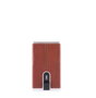 Piquadro Blue Square Tarjetero de cuero con sistema deslizante cuadrado Marrón