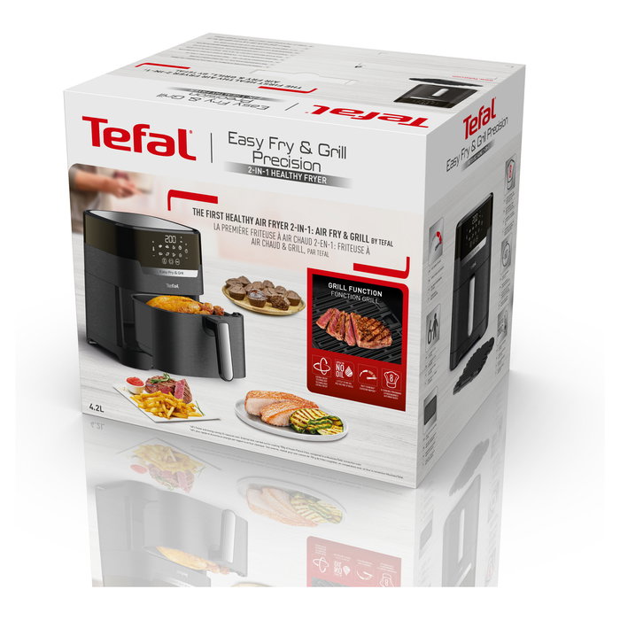 Tefal Easy Fry & Grill EY5058 - Freidora de aire caliente 4.2L para 6 personas con 8 programas: freir, asar, grill, deshidratar, 80-200°C, 1550W, Negro Tefal Easy Fry & Grill EY5058 - Freidora de aire caliente 4.2L para 6 personas con 8 programas: freir, asar, grill, deshidratar, 80-200°C, 1550W, Negro