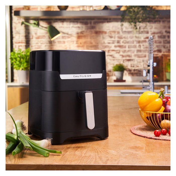 Tefal Easy Fry & Grill EY5058 - Freidora de aire caliente 4.2L para 6 personas con 8 programas: freir, asar, grill, deshidratar, 80-200°C, 1550W, Negro Tefal Easy Fry & Grill EY5058 - Freidora de aire caliente 4.2L para 6 personas con 8 programas: freir, asar, grill, deshidratar, 80-200°C, 1550W, Negro