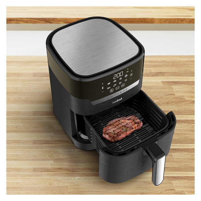 Tefal Easy Fry & Grill EY5058 - Freidora de aire caliente 4.2L para 6 personas con 8 programas: freir, asar, grill, deshidratar, 80-200°C, 1550W, Negro Tefal Easy Fry & Grill EY5058 - Freidora de aire caliente 4.2L para 6 personas con 8 programas: freir, asar, grill, deshidratar, 80-200°C, 1550W, Negro
