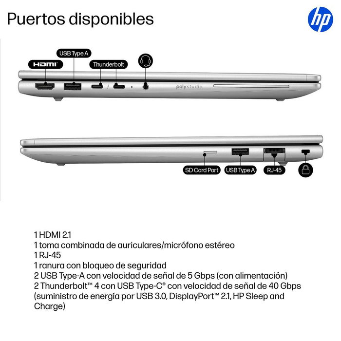 HP EliteBook 6 G1i Intel Core Ultra 7 255U 16GB 512GB SSD 14 WUXGA Plata
