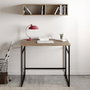 Hanah Home Mesa de Estudio Nogal y Negro, 90x75x60 cm, con Estante de Pared