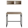 Hanah Home Mesa de Estudio Nogal y Negro, 90x75x60 cm, con Estante de Pared