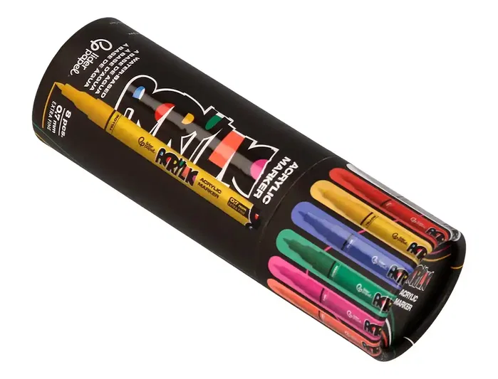 Liderpapel Rotuladores Acrylic de base agua, punta fina 0,7 mm, 8 unidades colores surtidos