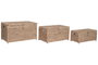 DKD Home Decor Set de 3 Baúles de Jacinto de Agua y Madera Natural