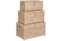 DKD Home Decor Set de 3 Baúles de Jacinto de Agua y Madera Natural