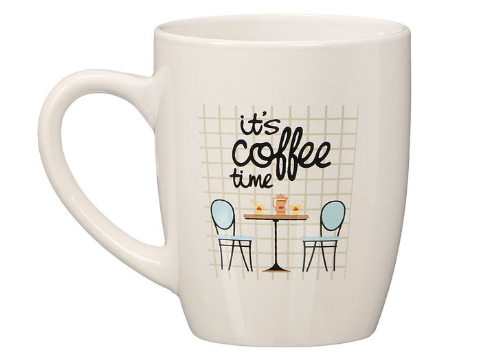 VESSIA Taza de Porcelana Coffee Time 350ml Blanco-Marron-Negro (Pack de 27) skus: B1CS4VLSM4