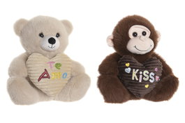 DKD Home Decor Peluche Kids Crema Marron 30x30x30 cm (4 Unidades)