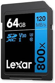 Lexar LSD0800P064G-BNNNG Tarjeta SDXC Profesional 64GB 800X UHS-I U3 V30 Clase 10 Lectura 150MB/s