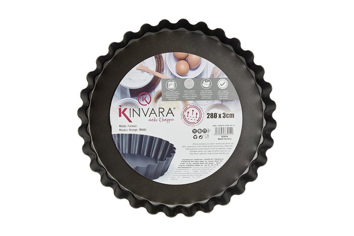 Kinvara Molde Redondo Metal 28.5 cm Gris Oscuro Antiadherente Acero Carbono Fácil Limpieza Apto Horno (Set de 24)