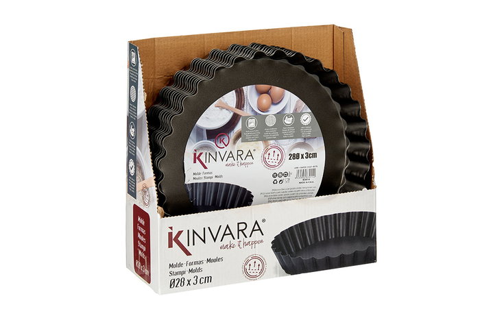 Kinvara Molde Redondo Metal 28.5 cm Gris Oscuro Antiadherente Acero Carbono Fácil Limpieza Apto Horno (Set de 24)