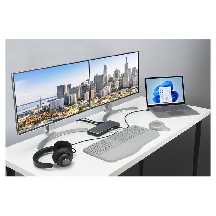 Kensington SD5760T Thunderbolt 4 Dock Estación de Acoplamiento con Dual HDMI 4K/8K, 96W PD, Puerto GB Ethernet, Lector de Tarjetas SD/MicroSD para MacBook